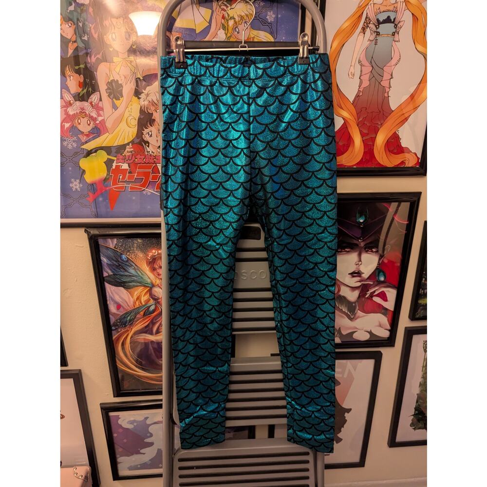 Poprageous Mermaid Blue Leggings Sz L